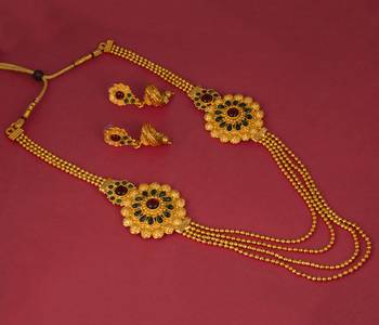 Piah Fashion Antique Traditional Temple Style Gold Necklace Set for Women and girls 4