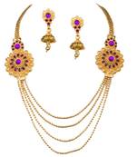 Piah Fashion Antique Traditional Temple Style Gold Necklace Set for Women and girls