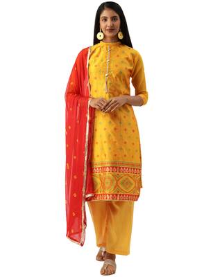 Yellow weaved banarasi silk salwar 1
