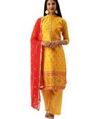 Yellow weaved banarasi silk salwar