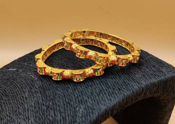 Designer Gold Plated  Plated Bangles With Stone Studded Bangles 1