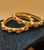 Designer Gold  Plated Bangles With Stone Studded Bangles