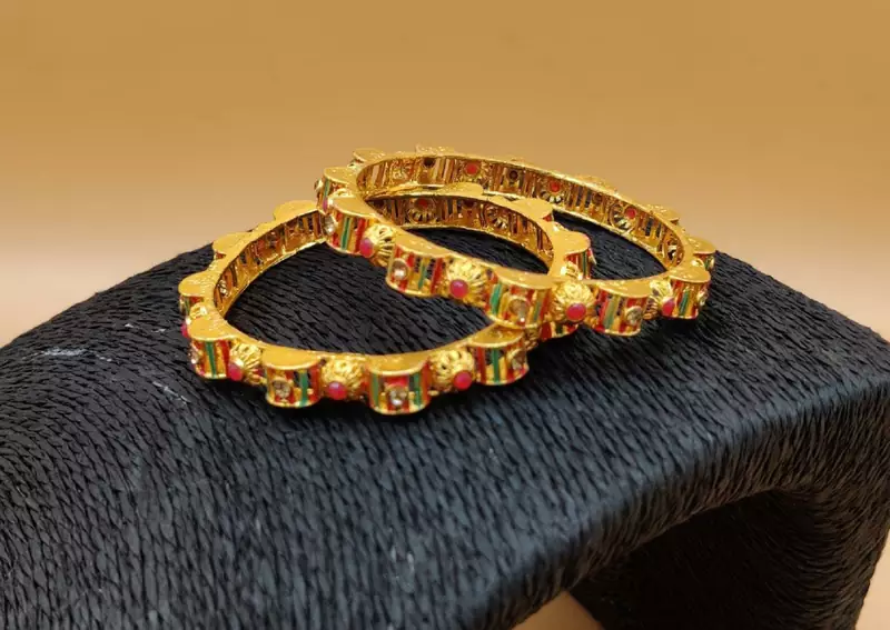 Designer Gold  Plated Bangles With Stone Studded Bangles