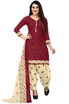 Maroon printed cotton salwar