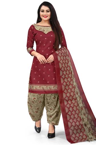 Red printed cotton salwar