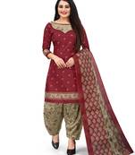 Red printed cotton salwar