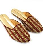 Gold and Red Mules Jutis For Women