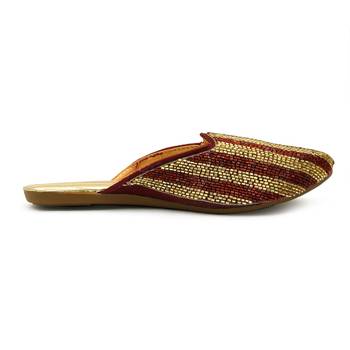 Gold and Red Mules Jutis For Women 3
