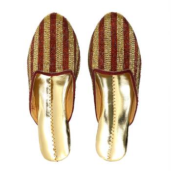 Gold and Red Mules Jutis For Women 5
