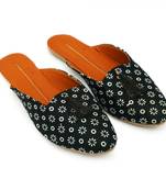 Black Print Mules Half Jutis For Women
