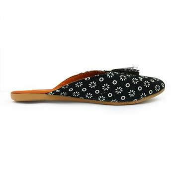 Black Print Mules Half Jutis For Women 3