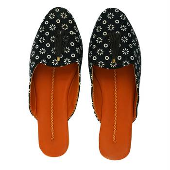 Black Print Mules Half Jutis For Women 5