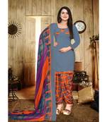 grey synthetic unstitched dress materials