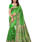 green artsilk abstract print  sarees