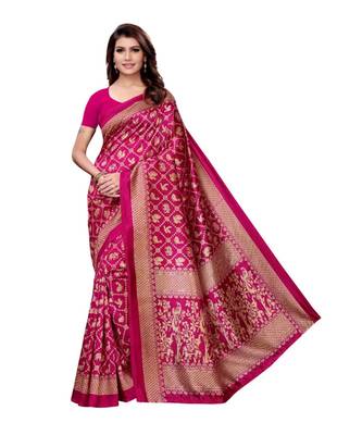 pink artsilk abstract print  sarees 1