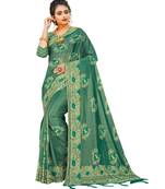 green artsilk floralprint  sarees