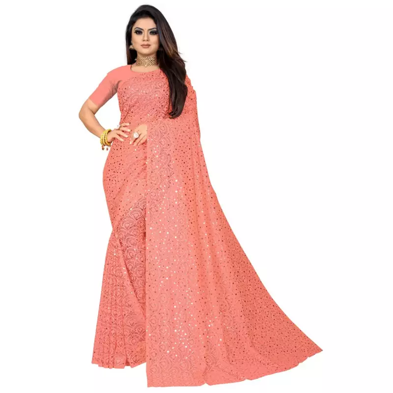 pink georgette sequinswork  sarees