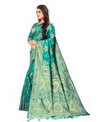 teal green  art silk with  zari work  sarees