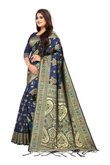 blue artsilk zariwork  sarees