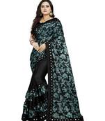 Green Lycra Saree Floral Print Saree For Women