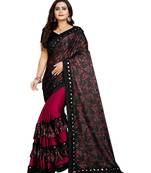 Pink Lycra Saree Floral Print Saree For Women