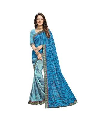 blue cotton floralprint  sarees 1