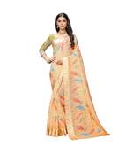 orange cotton floralprint  sarees