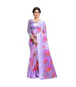 purple cotton floralprint  sarees