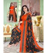 orange synthetic unstitched  dress materials