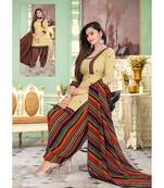beige synthetic unstitched dress materials