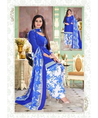 blue synthetic unstitched  dress materials 1