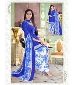 blue synthetic unstitched  dress materials