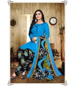 blue synthetic unstitched dress materials