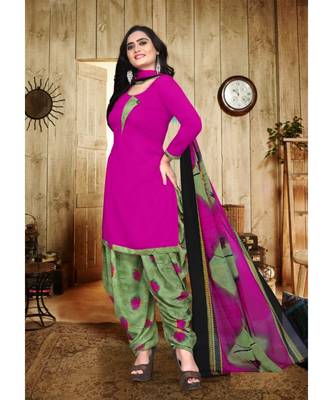 pink unstitched synthetic dress material 1