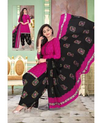 pink unstitched synthetic dress material 1