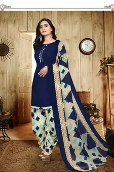 blue unstitched synthetic dress material