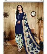 blue unstitched synthetic dress material