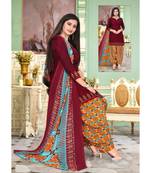 red unstitched synthetic dress material