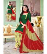 green unstitched synthetic dress material