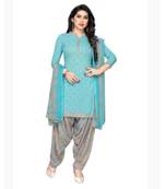 blue synthetic dress-materials