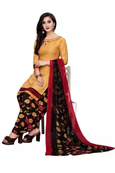 brown synthetic dress-materials