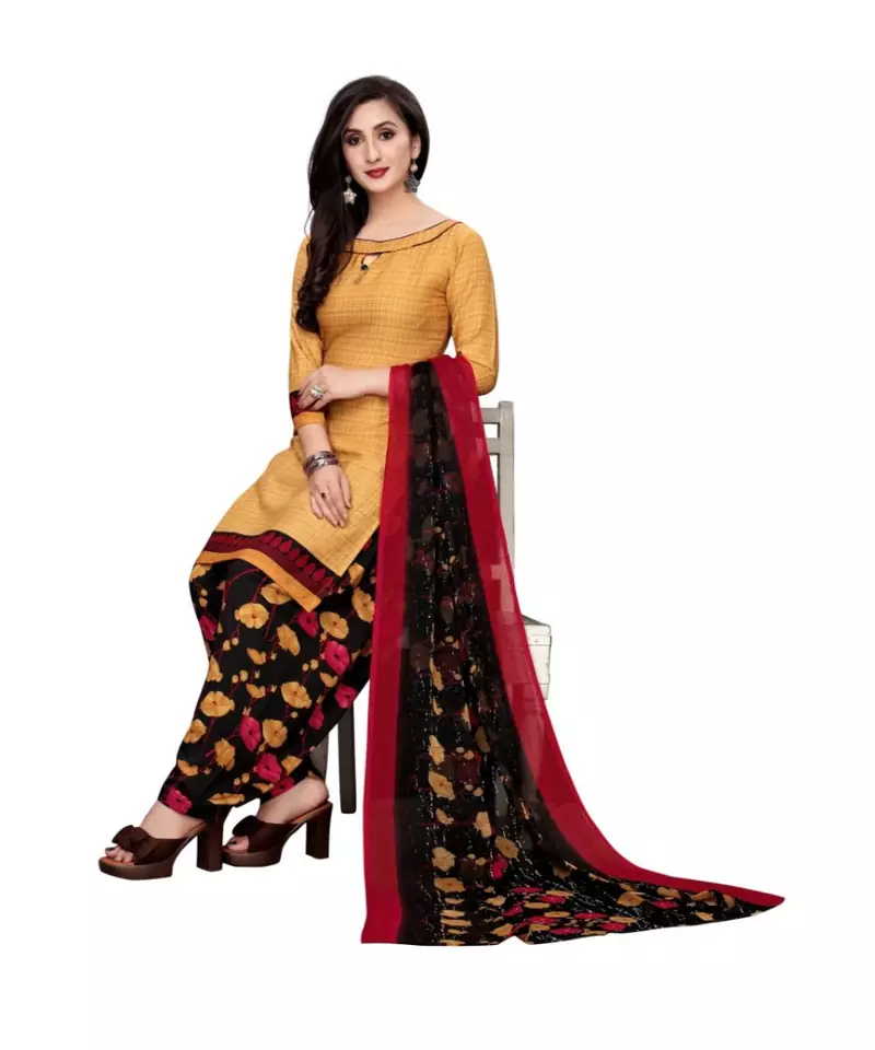 brown synthetic dress-materials