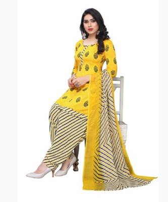 yellow synthetic dress-materials 1