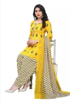 yellow synthetic dress-materials