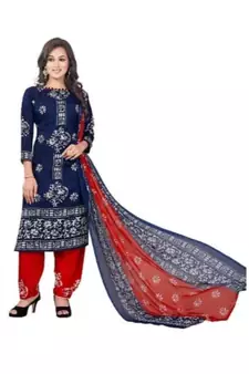 blue synthetic dress-materials