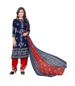 blue synthetic dress-materials