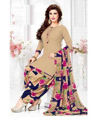 beige synthetic dress-materials 1