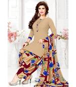 beige synthetic dress-materials