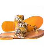 Peppithreads Ethnic Kolhapuri Fancy Slippers/Chappals/Ethnic embroidered Flats for Ladies