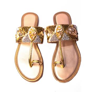 Peppithreads Ethnic Kolhapuri Fancy Slippers/Chappals/Ethnic embroidered Flats for Ladies 2